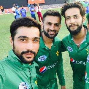 Mohammad Amir with Team mate